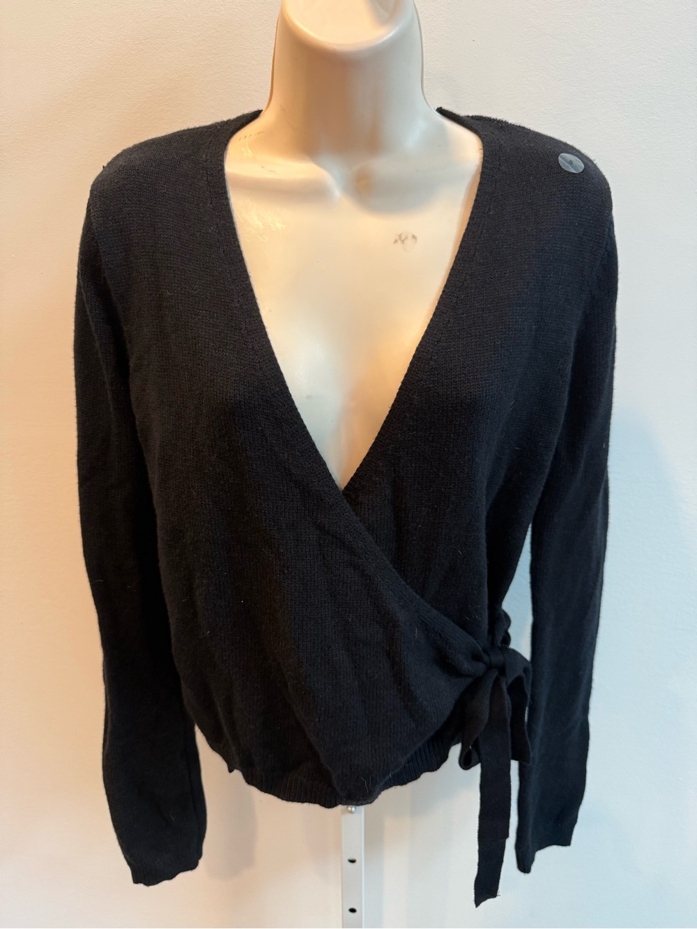 Aeropostale Black Wrap-Front Women Cardigan Knit Balletcore Coquette Size S New